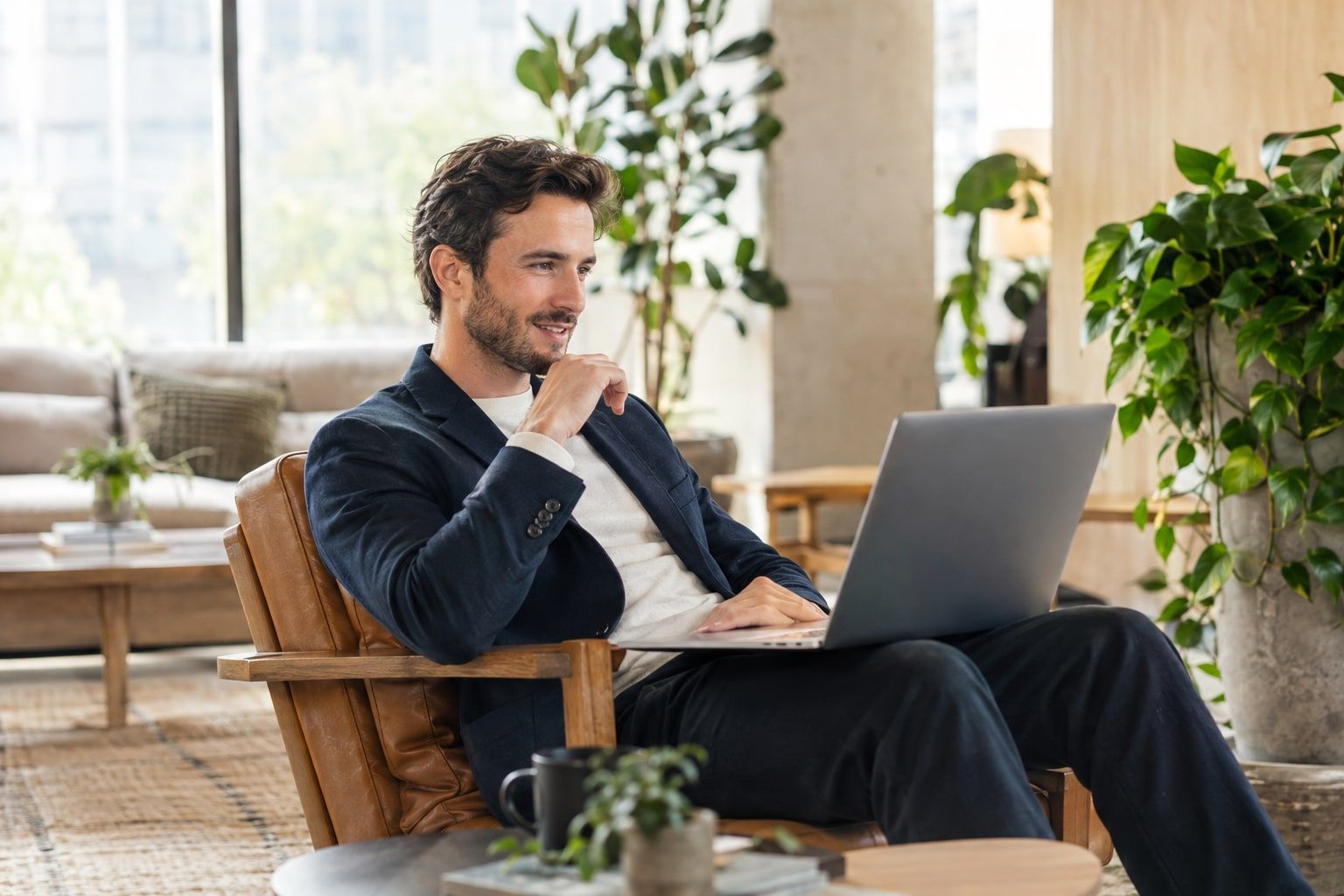 Salesperson drafting outreach with the help of generative AI